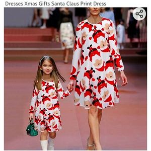 Mom & Me Santa Dress Set W XL & Girls 8 Worn Once